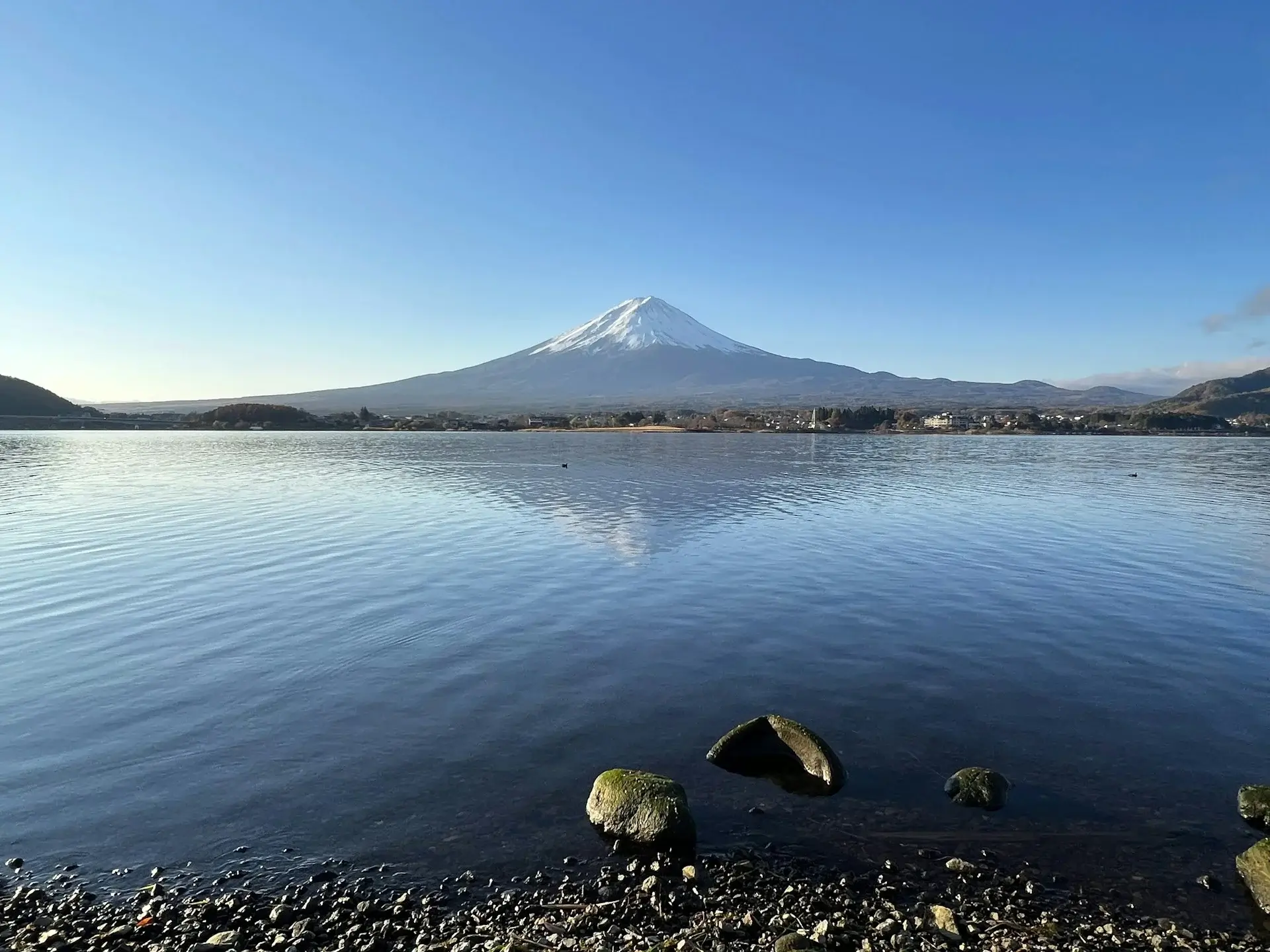 Mount Fuji reflected in water